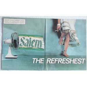  1987 Salem Cigarette Fan Woman Legs 2 Page Print Ad (3326 