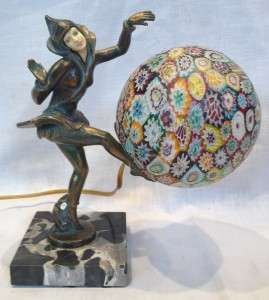 Vintage ART DECO Pixie, Harlequin MURANO Art Glass Millefiori Shade 