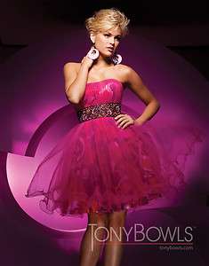 Tony Bowls TS11187 Fuchsia Baby Doll Cocktail Dress 6  