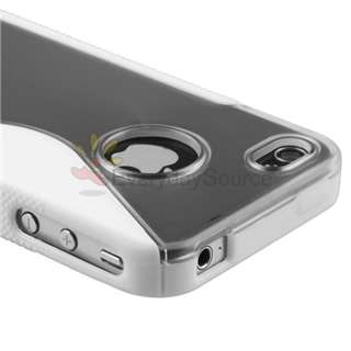 Clear Frost White S Shape Line TPU Soft Case Cover For Apple iPhone 4 