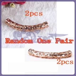 2PCs 18K Gold Plated Bracelet Necklace Tube Beads RARE  