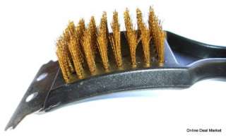 Barbeque BBQ Grill Brush Brass Bristles & Scraper Tool  