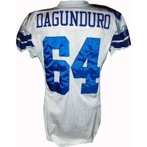  Ola Dagunduro #64 Cowboys Game Issued White Jersey (Tagged 