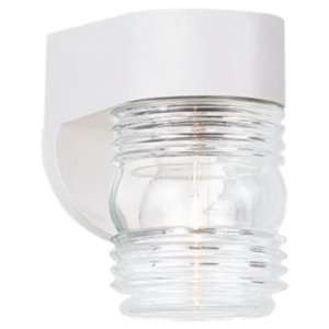   Fixture with Clear Ribbed Glass, White Polycarbonate