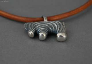 Authentic HERMES ZEBRA Pendant Necklace Sterling Silver 925 Brown 