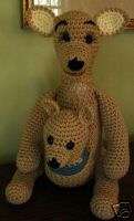 Handmade Crochet Kangaroo and Joey Stuffed Toy  