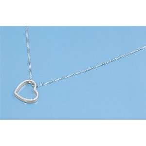  Sterling Silver Open Heart Pendant Necklace Jewelry