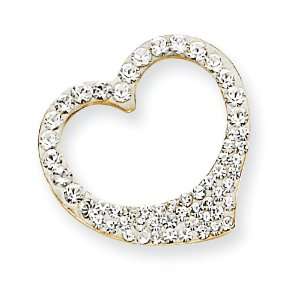  14k Gold Reversible Crystal Open Heart Pendant Jewelry