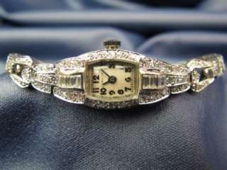   Vintage 14KT WHITE GOLD and PLATINUM DIAMOND HAMILTON Watch #55  