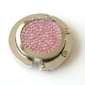  Pretty in Pink   Pink Crystal Purse Hook with Compact 