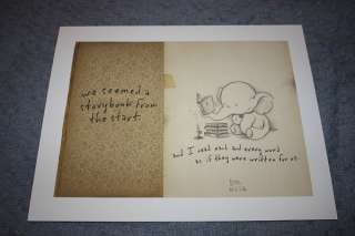   Storybook print. Elephant. Romantic super cute Book LE  