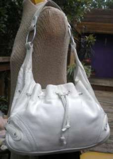 Sigrid Olsen Soft Thick White Leather Hobo Bag Purse  