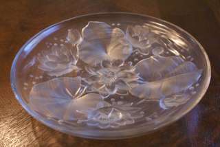   Glass Bowl Art Deco France Signed Plate Water Lily Pad Flower &  
