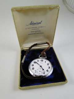 Vintage Admiral Hallmark Railroad Pocket Watch w/Box 18s 17 Jewel Old 