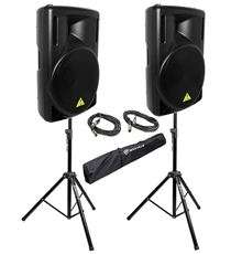 Behringer B215D 1100w 15 Powered Speakers+(2) Stands+(2) Cables 