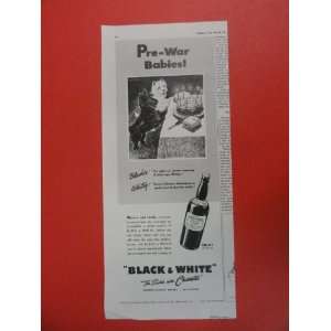  Black & White Whiskey Print Ad. 2 dogs/birthday cake(Pre 
