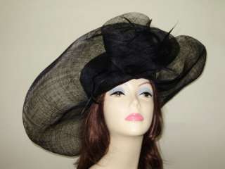 Kentucky Derby Hat BLACK Race Tea Dress Belmont Hats  