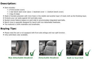 Universal Seat Cover Black With Integrated Seat Belts  