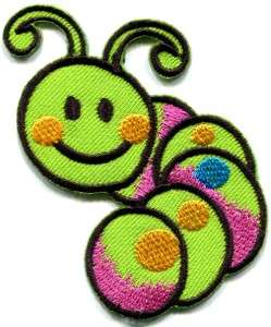 Caterpillar worm insect bug retro kids applique iron on patch small 
