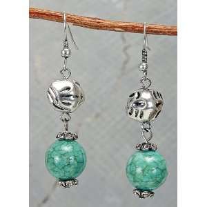  Turquoise with Silver Bead Earrings 
