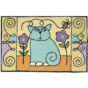   Kitty with Bee and Flowers Indoor Outdoor Rug