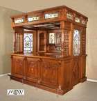   Mahogany Stained Glass Home Pub Bar w/ Lighted Canopy bare8.5ft  