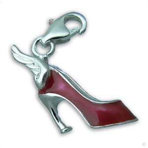 Beggar Charms pendant shoe red with wings dangle #8537, bracelet Charm 