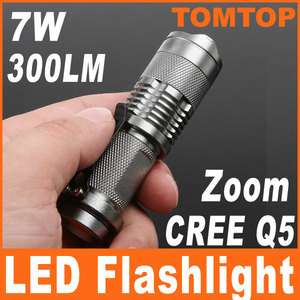 300LM Mini CREE Q5 LED Flashlight Torch Adjustable Focus Zoom Light 