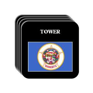 US State Flag   TOWER, Minnesota (MN) Set of 4 Mini Mousepad Coasters
