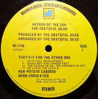 GRATEFUL DEAD anthem of the sun LP VG+ WS 1749 1st Press 1968 1A/1A 