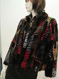 AJAMIAN   Black & Rainbow REAL SHEARED BEAVER FUR Coat  