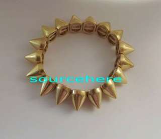 Punk Rock Metal Spike Studs Bracelet Gold Plated / Silver Cone Bangle 