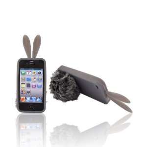  SMOKE BUNNY Silicone Skin Case w Fur Tail Stand For 