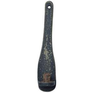   Distressed Wood Black Wall Paddle Taper Candle Holder 