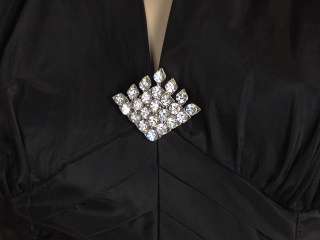   Perette Black Taffeta Halter Dress Rhinestones 1950’S Small  