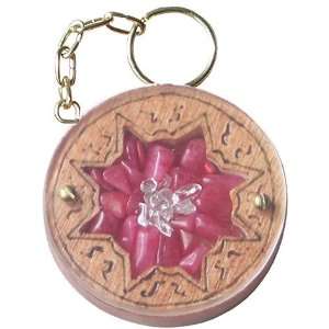   Gemstone and Wooden Amulet Lucky Scorpio Keychain 