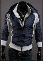 NEW Mens Fashion Korean Vision Hit Color Casual Hooded Jacket Dark 