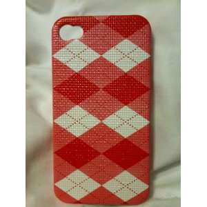 Case Cover For Iphone 4G Leather Skin Cover Case   Red Diamond Design 