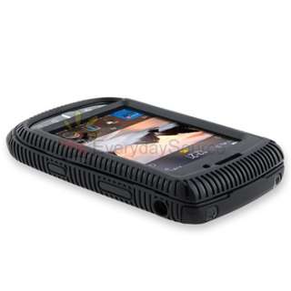 Black Hybrid Double Layer Gel Rubber Case Cover for BlackBerry Torch 