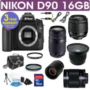 REFURBISHED Nikon D90 + 2 Tamron Lenses + 500mm Mirror Lens Bundle 
