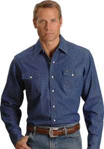 WRANGLER Mens WESTERN Shirt   XL   Dark Denim Blue  NWTs  TWILL 