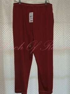 Alfred Dunner Westpoint Elastic Waist Lounge Pants Red Plus 20W Short 