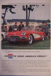1958 Chevrolet CORVETTE Original ADVERTISMENT 8x11 RED  