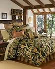   La Selva Green/Orange/B​lack Tropical Plant Comforter Set Queen