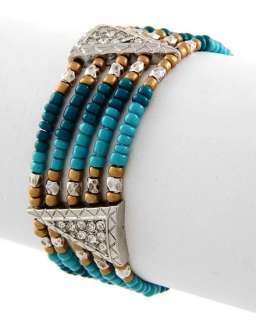 SOUTHWEST Turquoise Silver Gold Cowgirl Bead Bracelet  