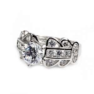    Sterling Silver w/ CZ Ring   Size 5 10   Clear CZ Jewelry