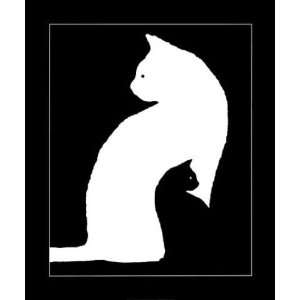  Big White Small Black Cat Poster Print