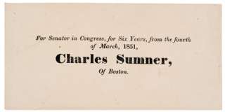 CHARLES SUMNER, 1859 Autograph Letter Signed  