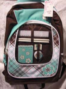 Total Girl Nice Green/Brown Backpack w/School Supplies  