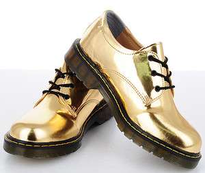   Metallic Low Cut Boots US 7~10 / Mans Shiny Patent Military Lace Shoes